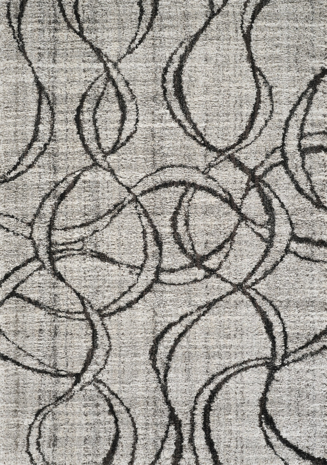 Modern Abstract Swirl Area Rug, Black & Ivory | Soft Polypropylene Blend | Contemporary Indoor Accent Rug