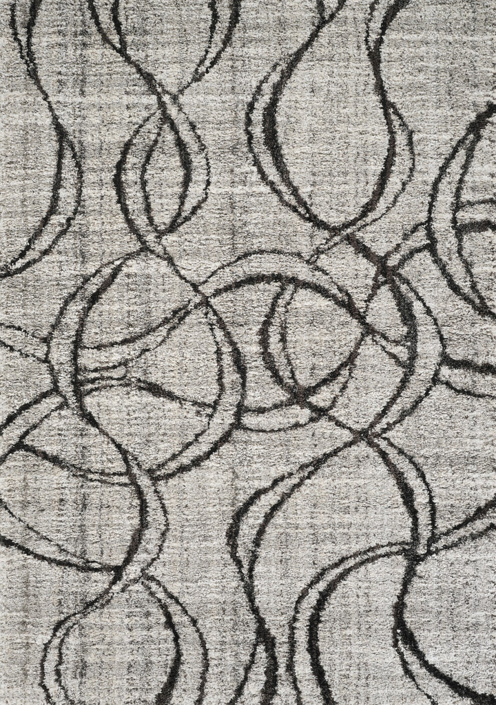 Modern Abstract Swirl Area Rug, Black & Ivory | Soft Polypropylene Blend | Contemporary Indoor Accent Rug