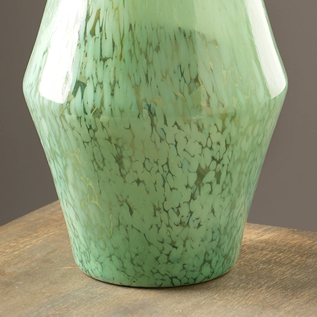 White Splutter Green Glass Vase