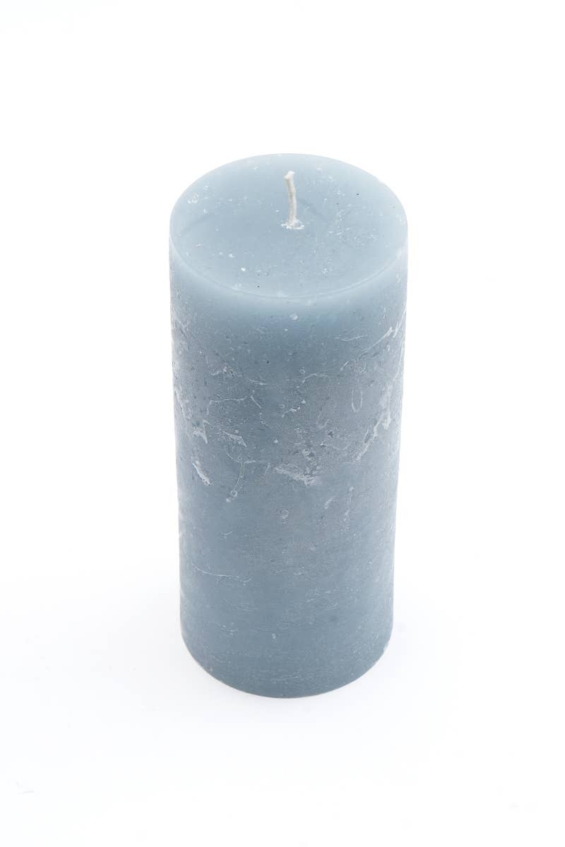 Rustic Pillar Candle Light Grey