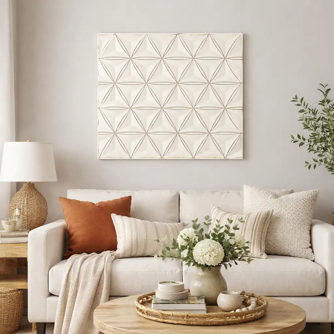 Wood Wall Decor | Diamond Curved Pattern, 16X16"