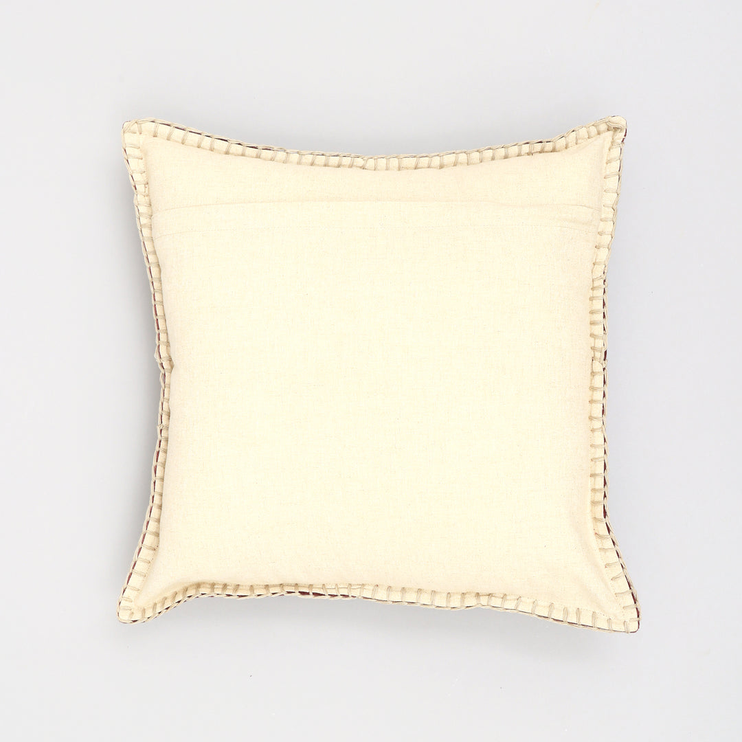 Stonewashed Cotton Velvet Throw Pillow with Decorative Handstitched Edges- 18" x 18"