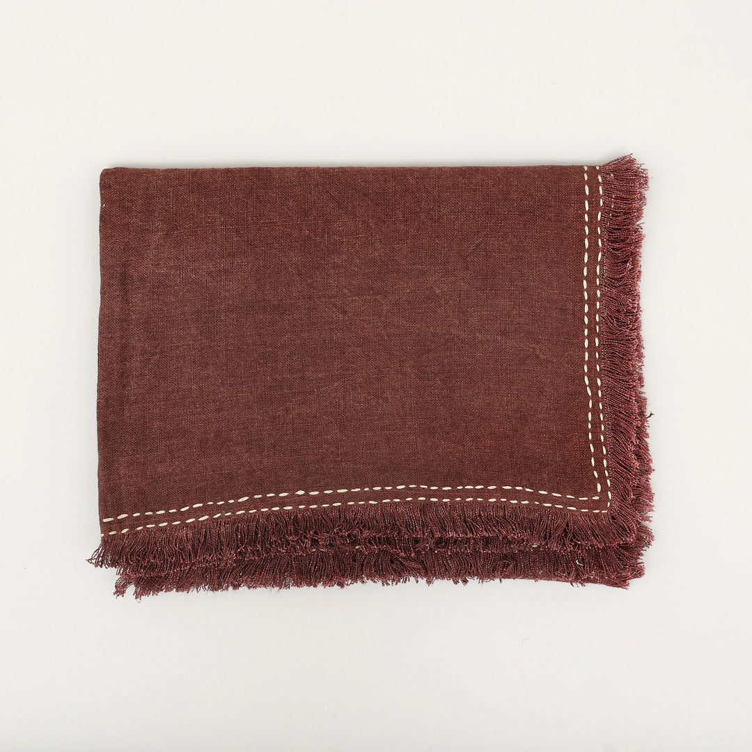 Stonewashed Linen Woven Throw Blanket with Fringe – 52" x 68"