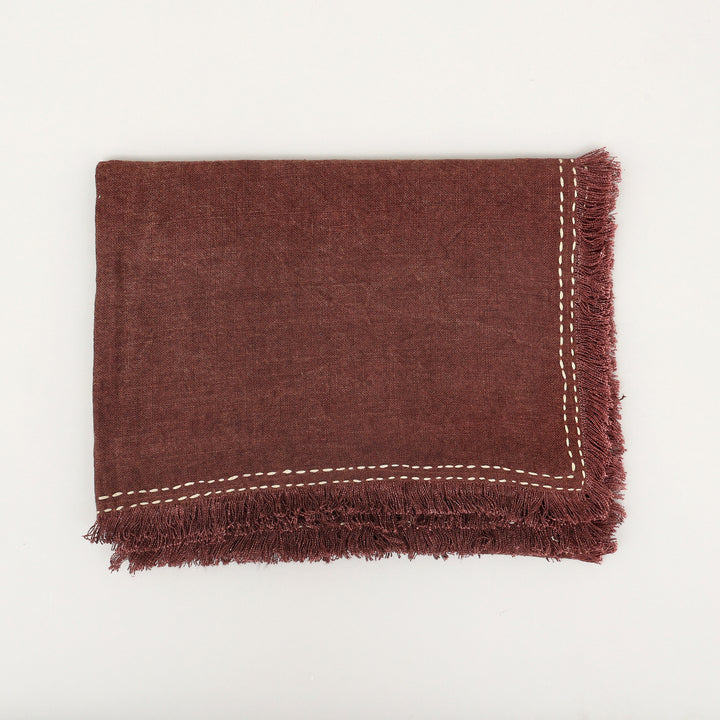 Stonewashed Linen Woven Throw Blanket with Fringe – 52" x 68"