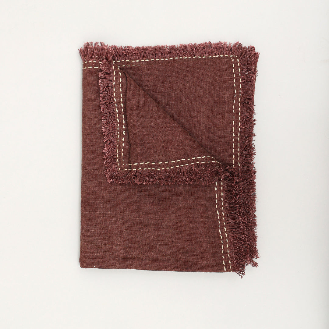 Stonewashed Linen Woven Throw Blanket with Fringe – 52" x 68"