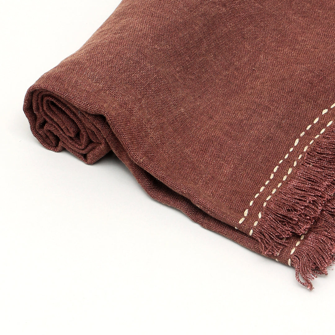 Stonewashed Linen Woven Throw Blanket with Fringe – 52" x 68"