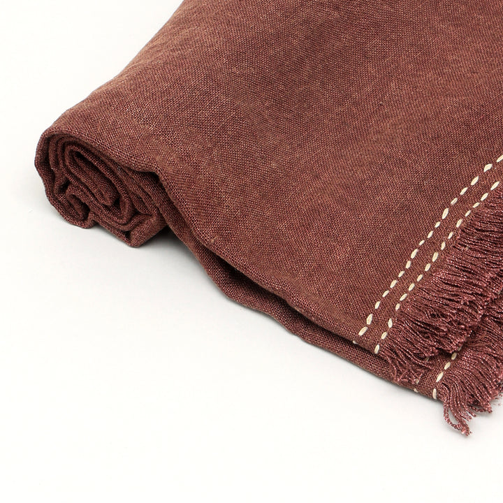 Stonewashed Linen Woven Throw Blanket with Fringe – 52" x 68"