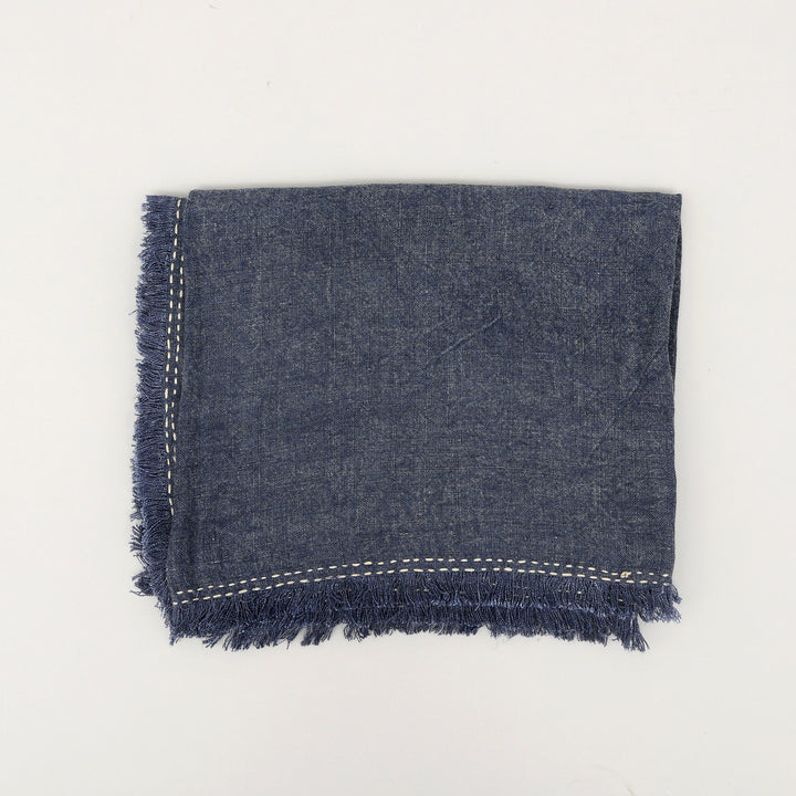 Stonewashed Linen Woven Throw Blanket with Fringe – 52" x 68"