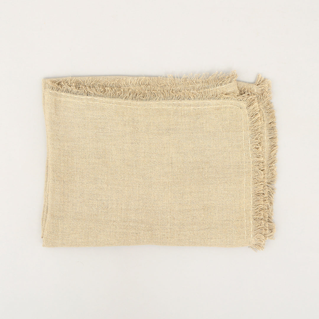 Stonewashed Linen Woven Throw Blanket with Fringe – 52" x 68"