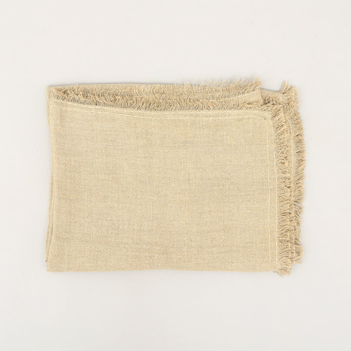 Stonewashed Linen Woven Throw Blanket with Fringe – 52" x 68"