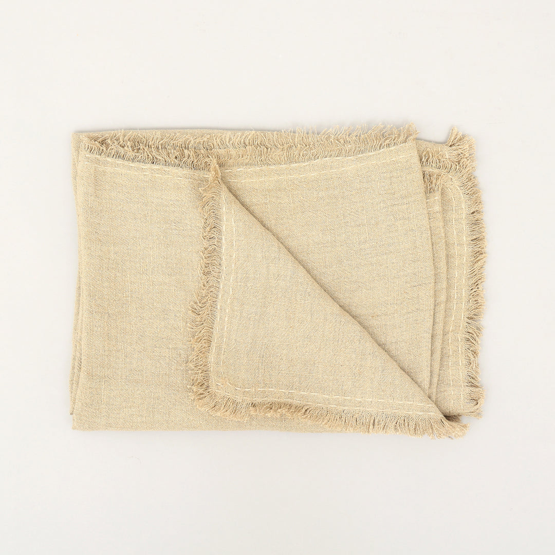 Stonewashed Linen Woven Throw Blanket with Fringe – 52" x 68"