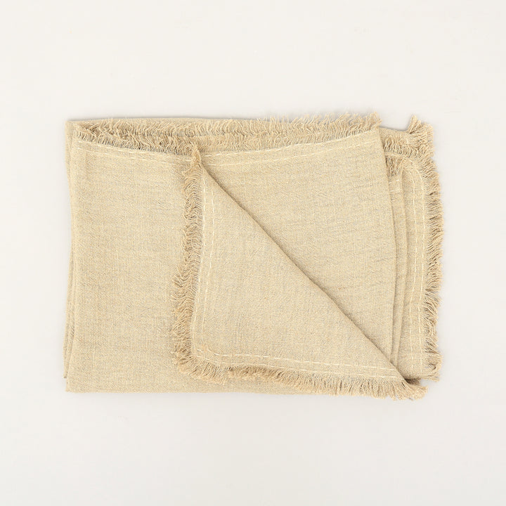 Stonewashed Linen Woven Throw Blanket with Fringe – 52" x 68"