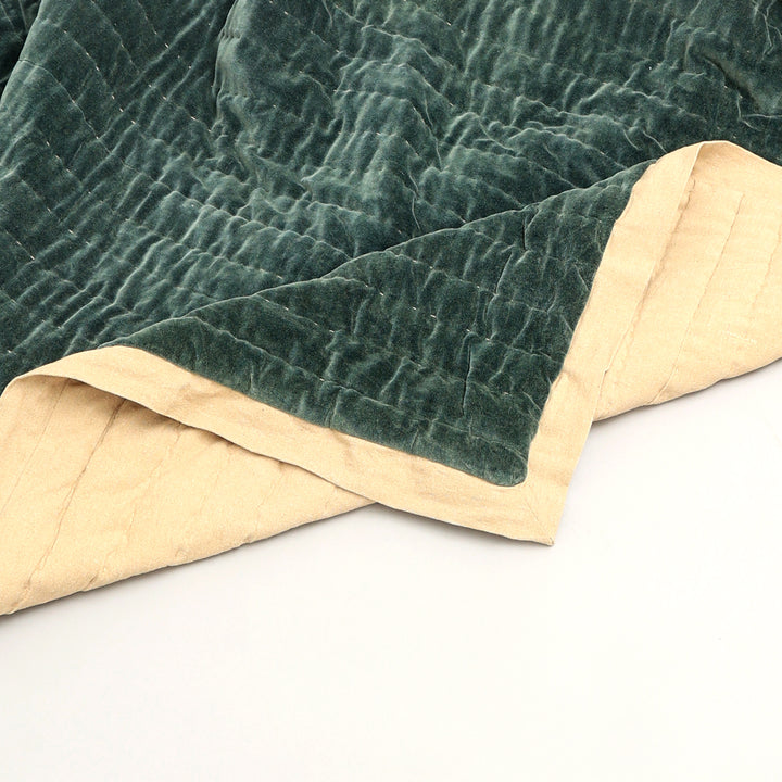 Cotton Velvet Stonewashed Hand Quilted Bedspread with Flanges - 88" x 92"