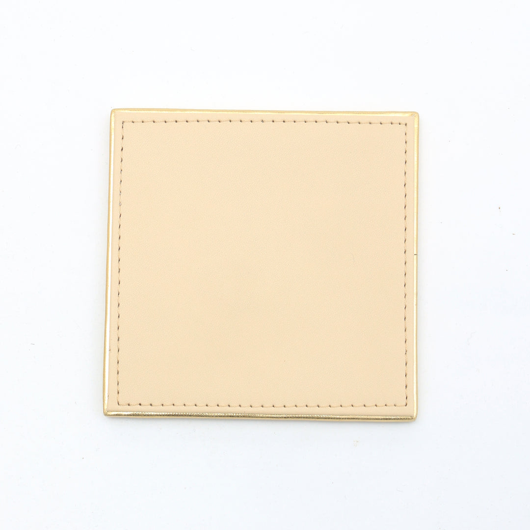 Premium And Durable PU Leather Coaster Set In Cream Color-Set Of 4