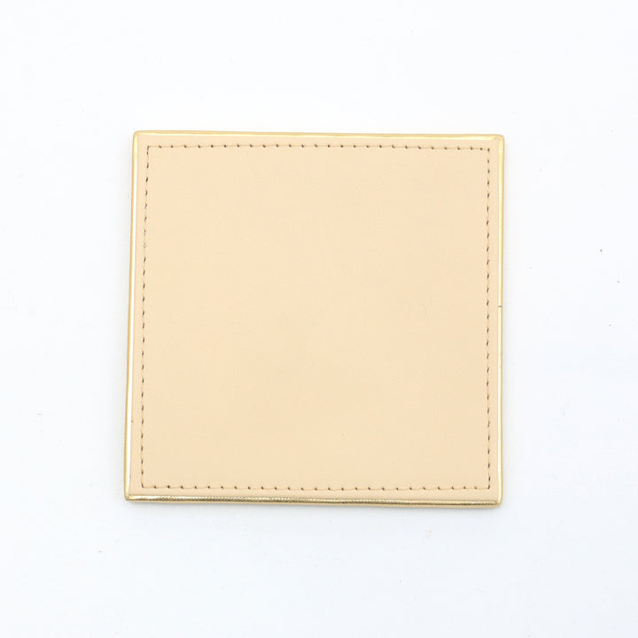 Premium And Durable PU Leather Coaster Set In Cream Color-Set Of 4