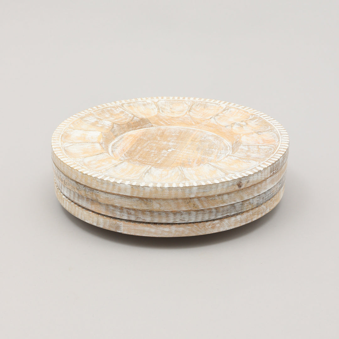Handcrafted 13" Wood White Charger Plate| Wooden Dinning Placemat|Artisan Wood Tableware