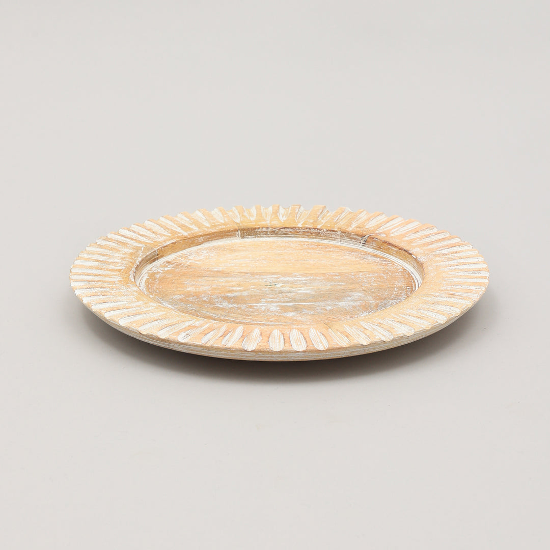 Handcrafted 13" Wood White Charger Plate| Wooden Dinning Placemat|Artisan Wood Tableware-White