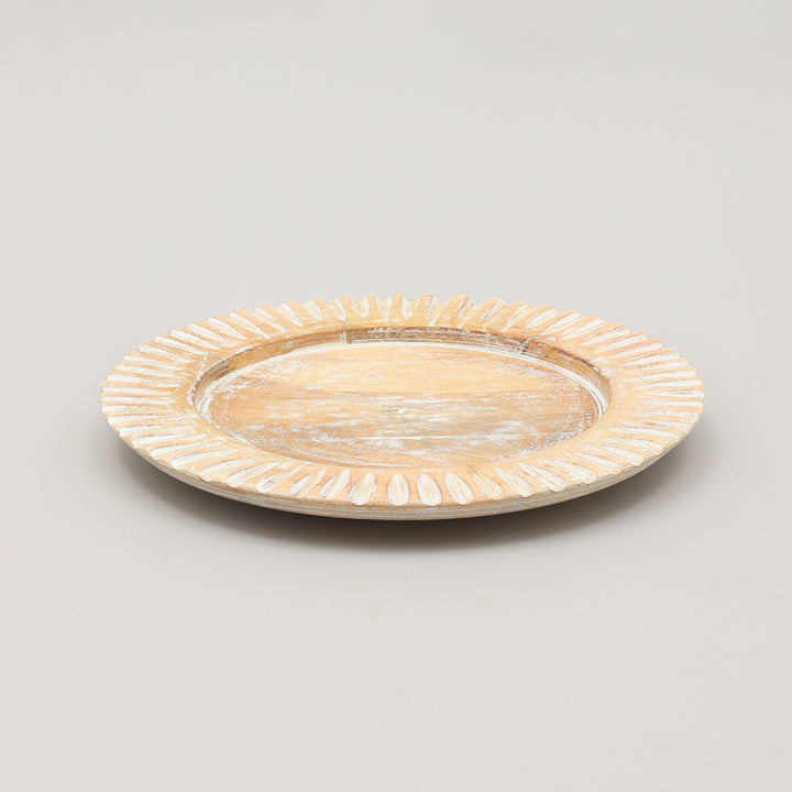 Handcrafted 13" Wood White Charger Plate| Wooden Dinning Placemat|Artisan Wood Tableware-White