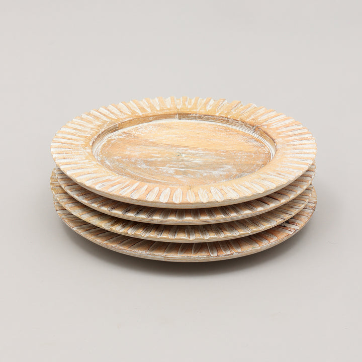 Handcrafted 13" Wood White Charger Plate| Wooden Dinning Placemat|Artisan Wood Tableware-White