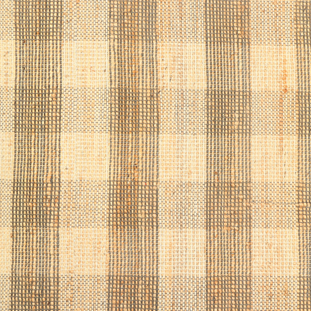 Artisan Hand Woven Jute & Cotton Grey Plaid Rug