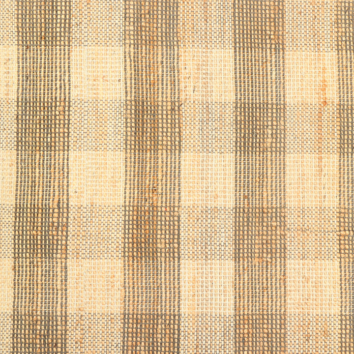 Artisan Hand Woven Jute & Cotton Grey Plaid Rug