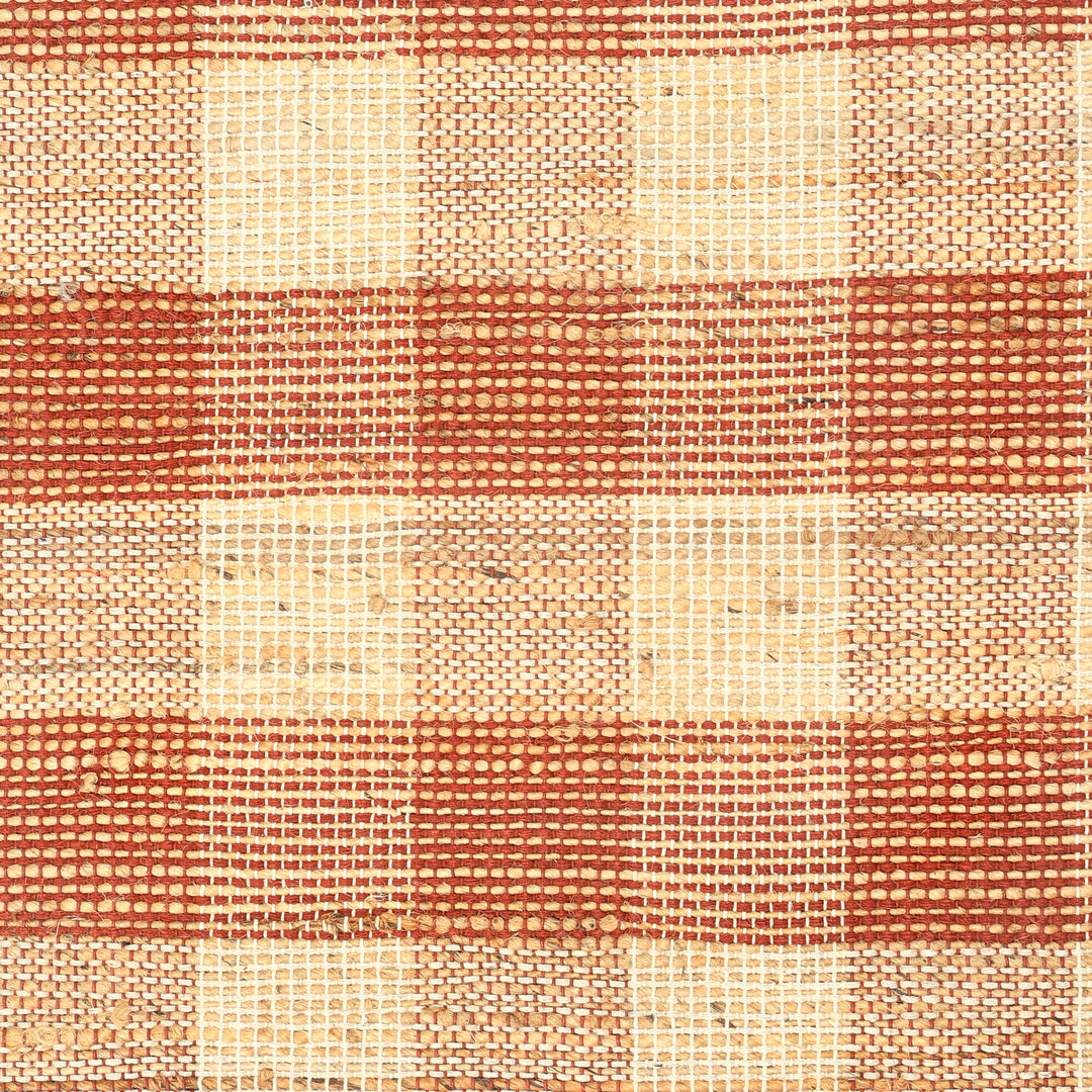 Artisan Hand Woven Jute & Cotton Brown Plaid Rug-5x7"