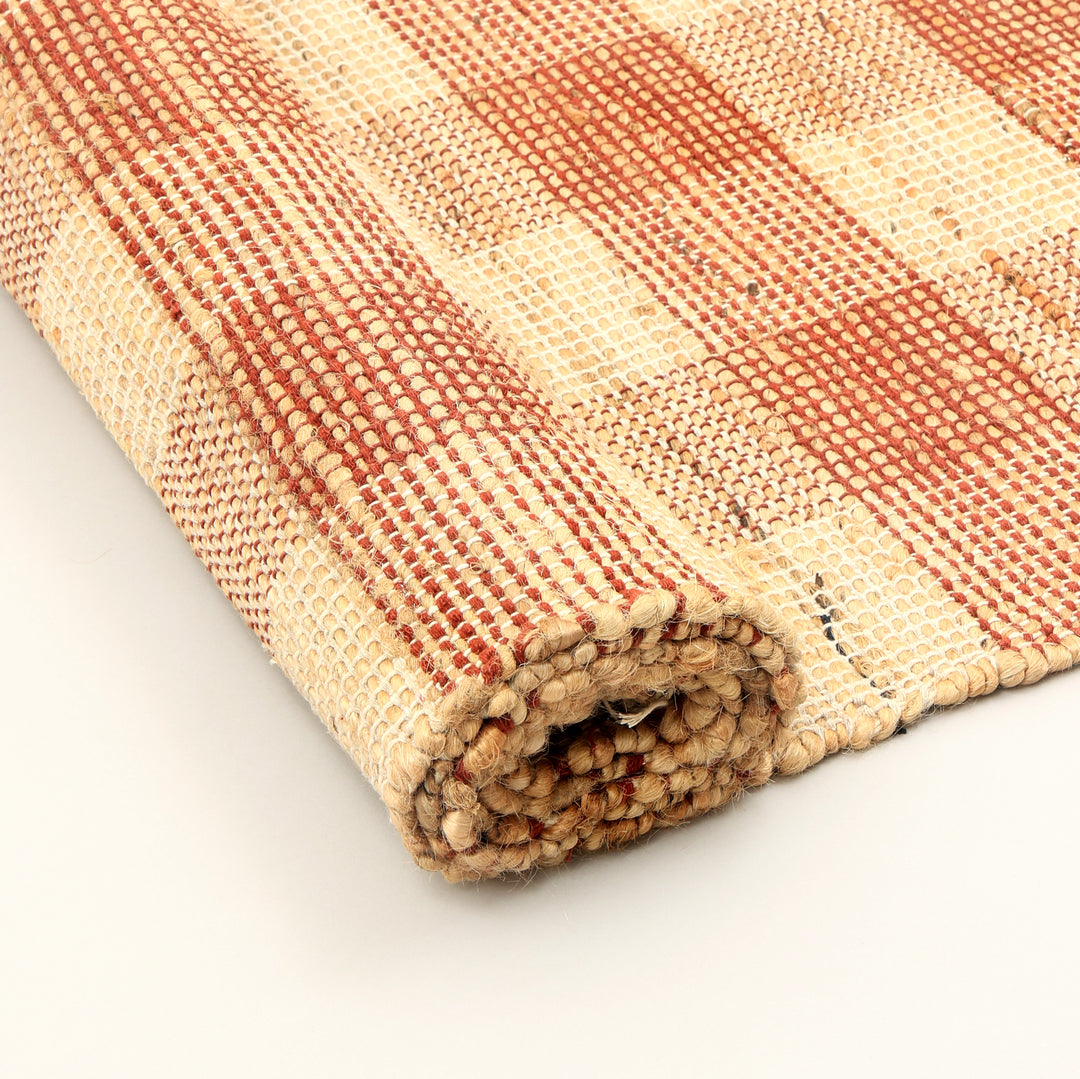 Artisan Hand Woven Jute & Cotton Brown Plaid Rug-5x7"
