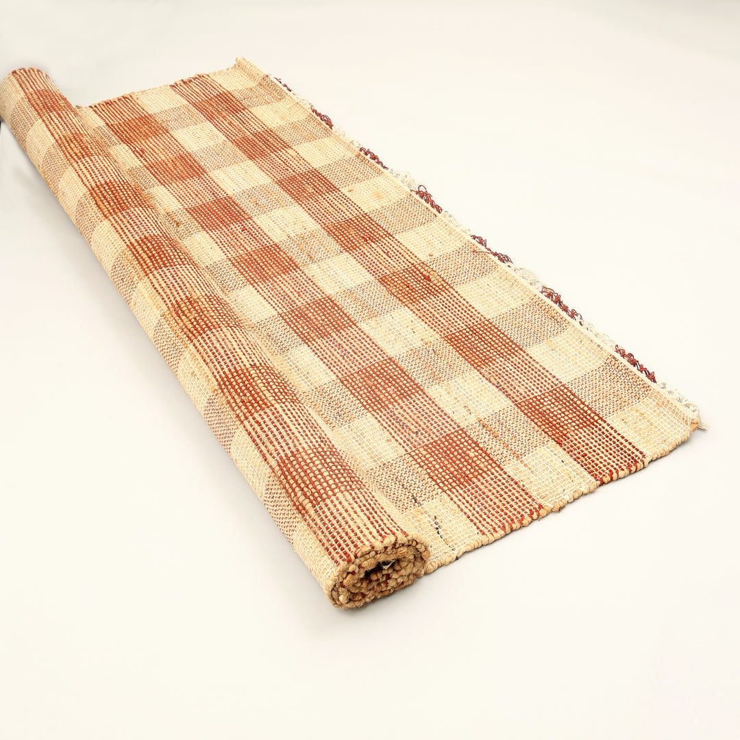 Artisan Hand Woven Jute & Cotton Brown Plaid Rug-5x7"
