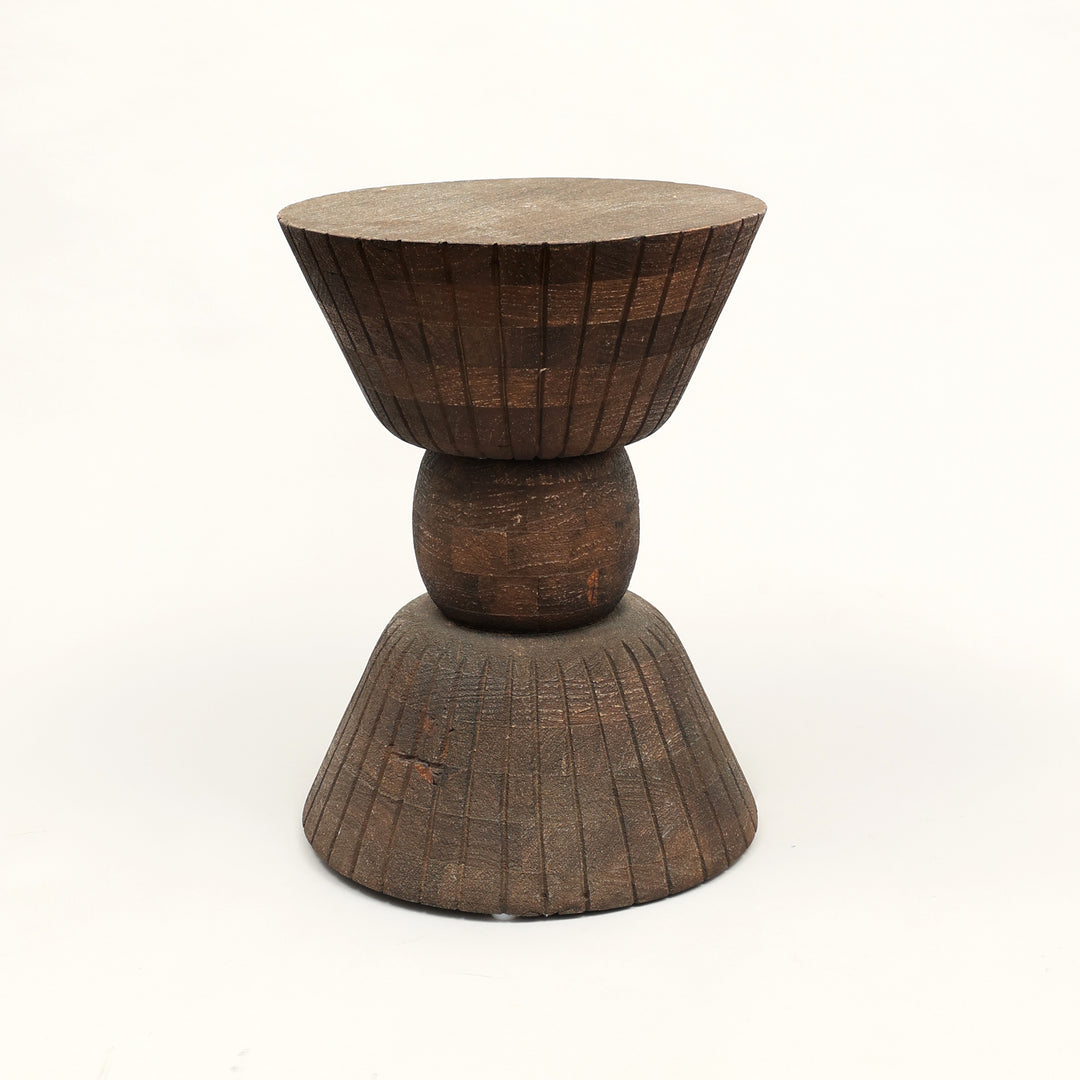 Handcrafted Pellet Drum Solid Wood End Table – 16" x 16" x 22"