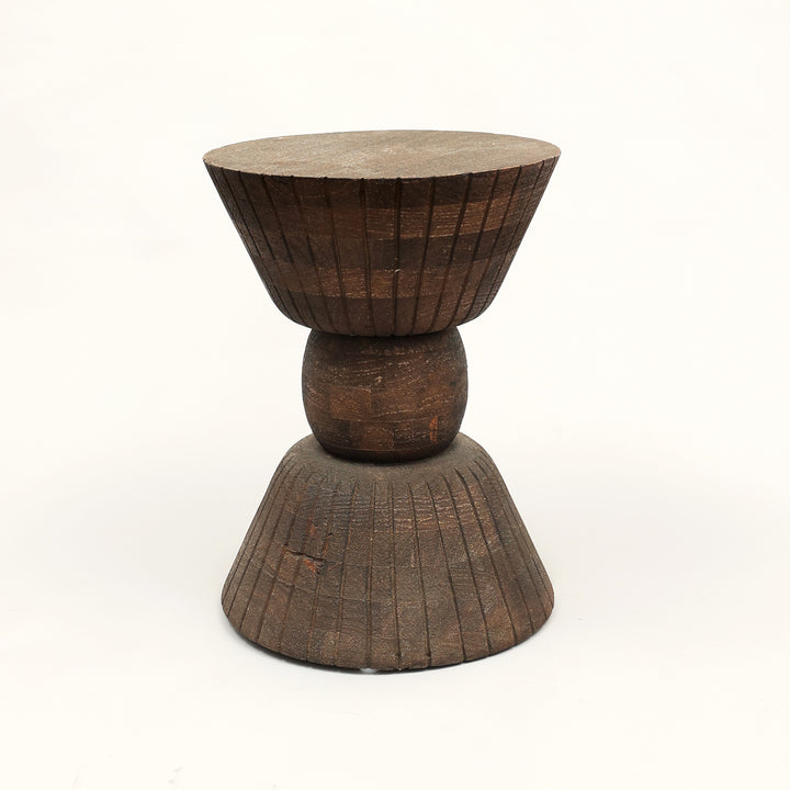 Handcrafted Pellet Drum Solid Wood End Table – 16" x 16" x 22"
