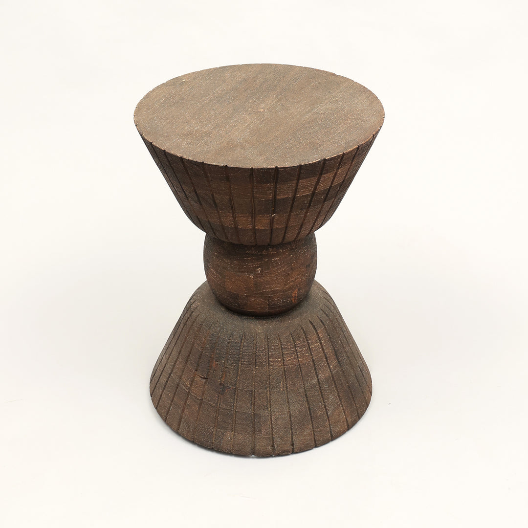Handcrafted Pellet Drum Solid Wood End Table – 16" x 16" x 22"