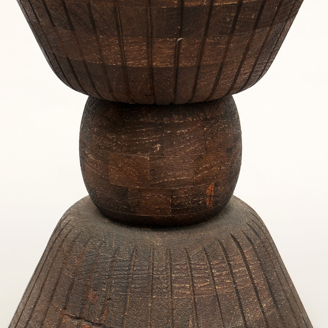 Handcrafted Pellet Drum Solid Wood End Table – 16" x 16" x 22"