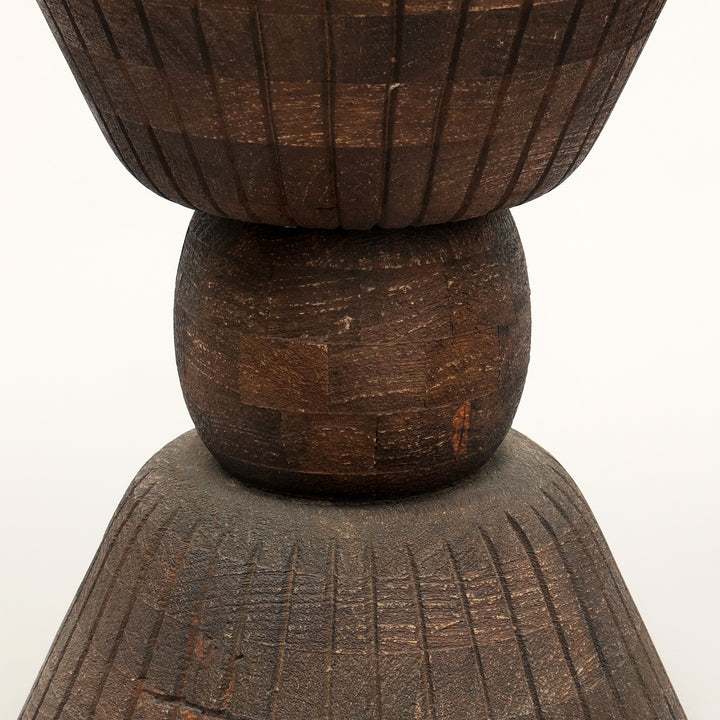 Handcrafted Pellet Drum Solid Wood End Table – 16" x 16" x 22"