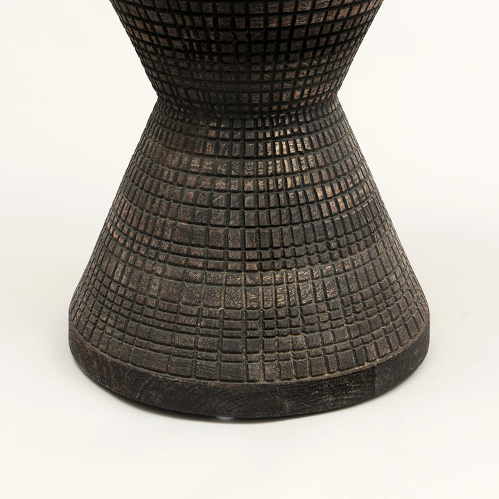 Handcrafted Drum-Shaped Solid Wood End Table – 16" x 16" x 22"