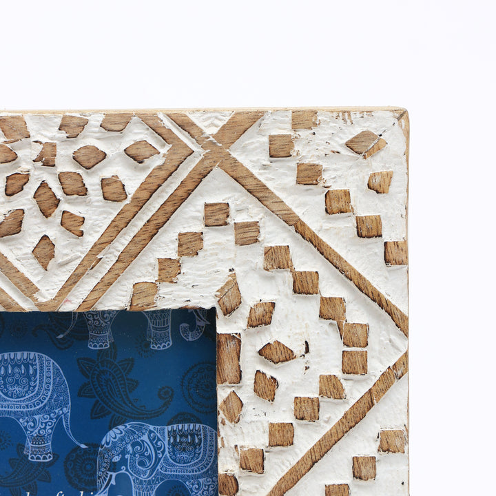 Decorative Photo Frame | Mango Wood | White - Elegant Design