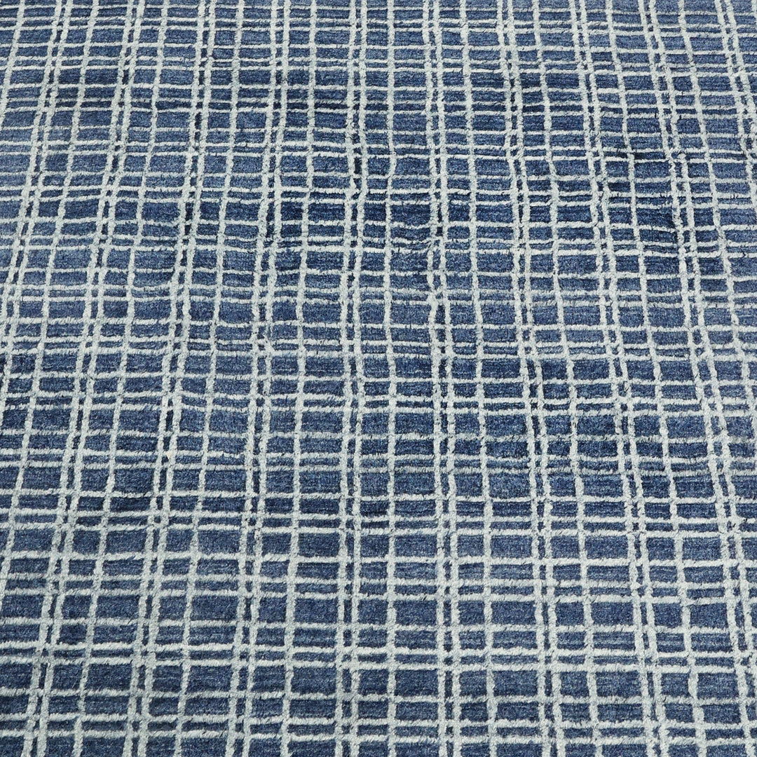 Area Rug | Light Blue Wool & Bamboo Silk Handloom Rug