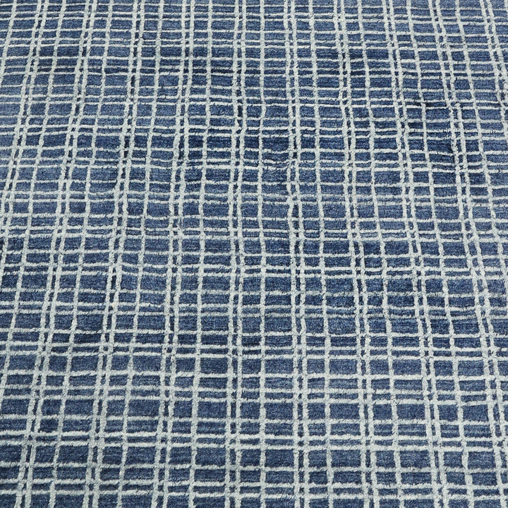 Area Rug | Light Blue Wool & Bamboo Silk Handloom Rug