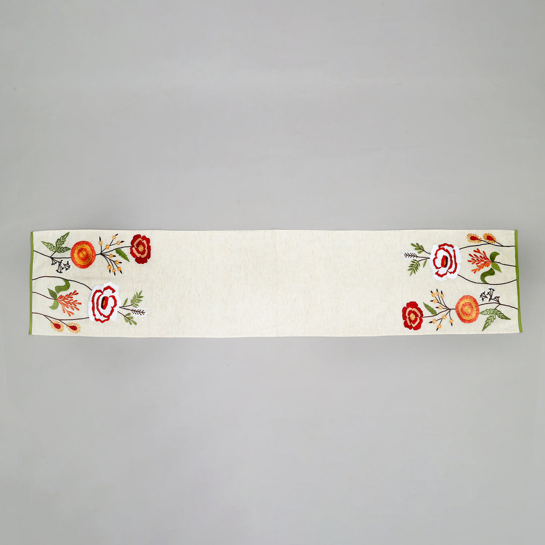Peony Embroidered Table Runner 72 Inches Long for Dresser Home Dining Table Décor