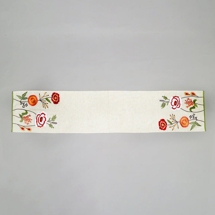 Peony Embroidered Table Runner 72 Inches Long for Dresser Home Dining Table Décor