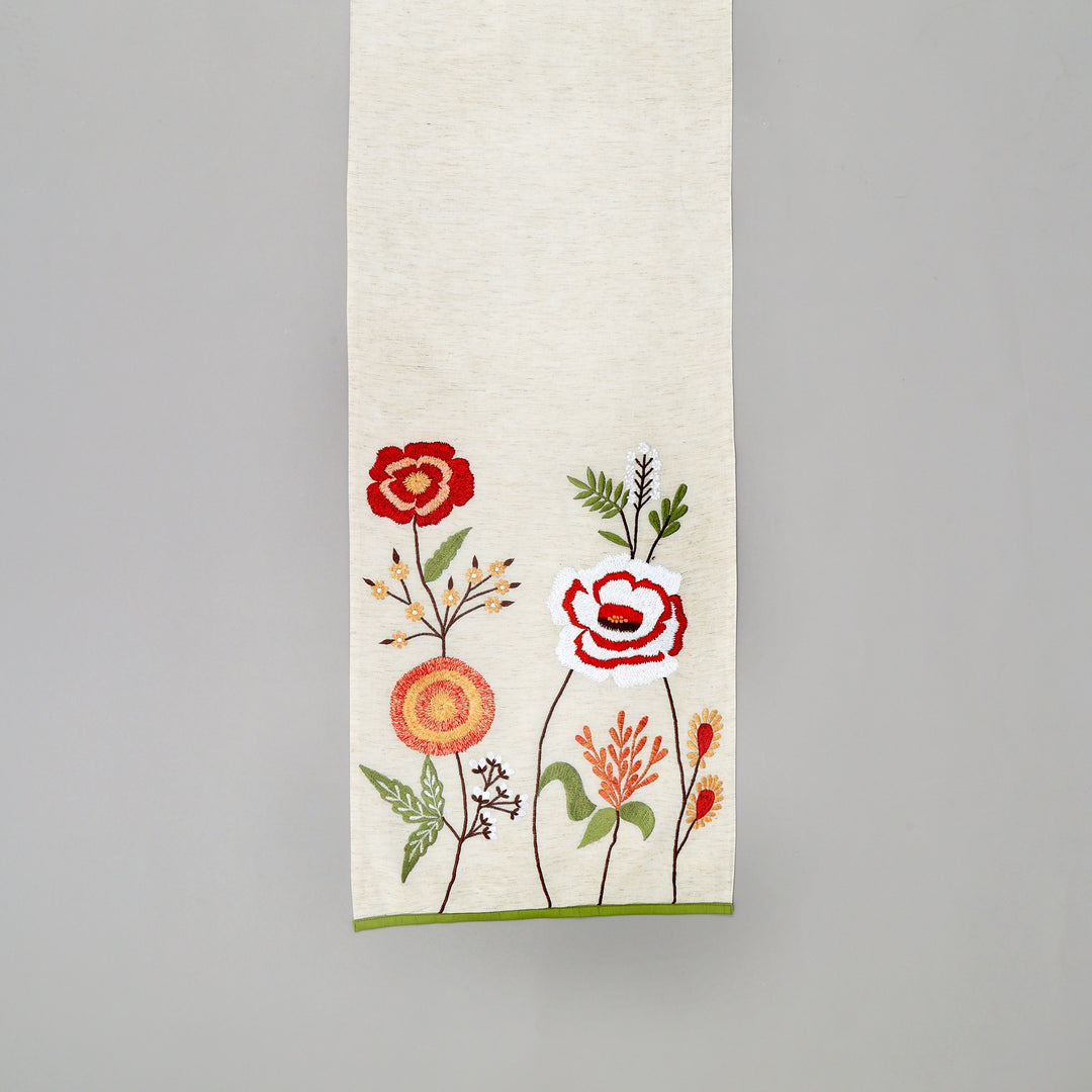 Peony Embroidered Table Runner 72 Inches Long for Dresser Home Dining Table Décor