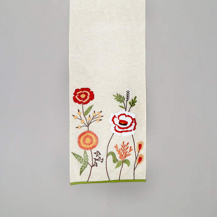 Peony Embroidered Table Runner 72 Inches Long for Dresser Home Dining Table Décor