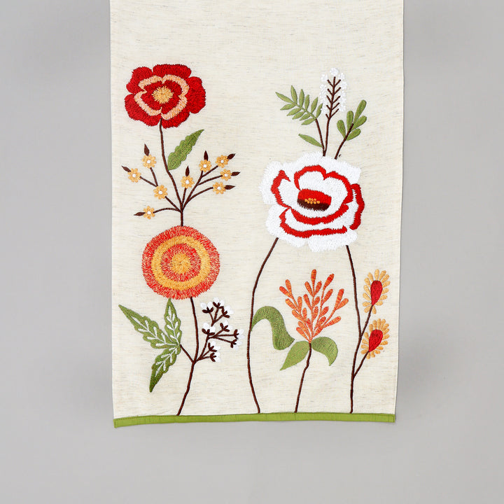 Peony Embroidered Table Runner 72 Inches Long for Dresser Home Dining Table Décor