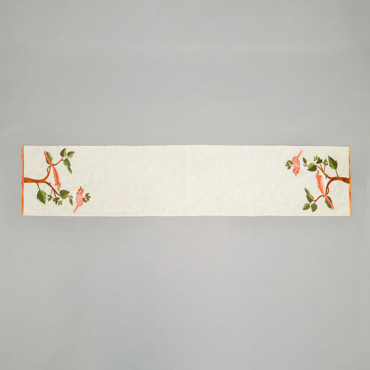 Bird Embroidered Table Runner 72 Inches Long for Dresser Home Dining Table Décor