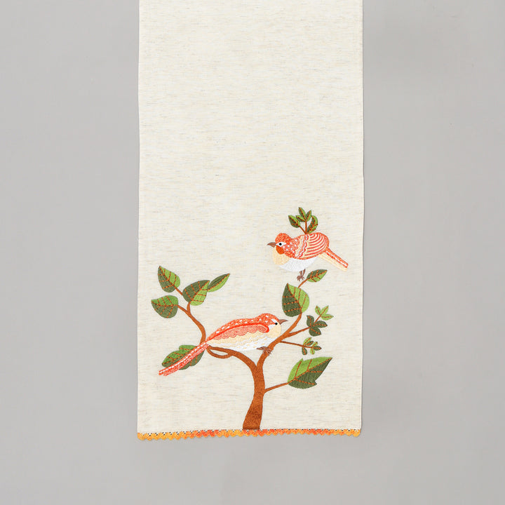 Bird Embroidered Table Runner 72 Inches Long for Dresser Home Dining Table Décor