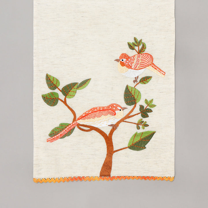 Bird Embroidered Table Runner 72 Inches Long for Dresser Home Dining Table Décor
