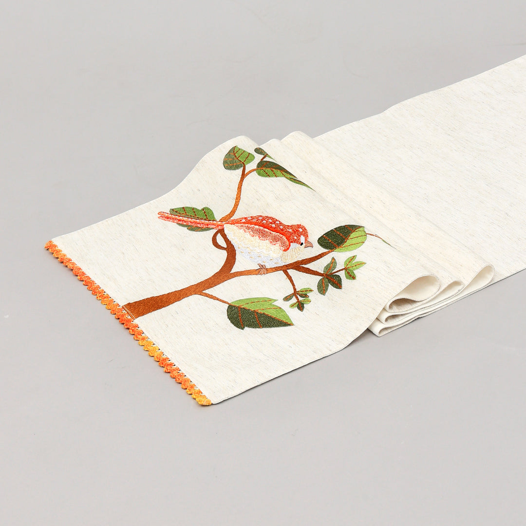 Bird Embroidered Table Runner 72 Inches Long for Dresser Home Dining Table Décor