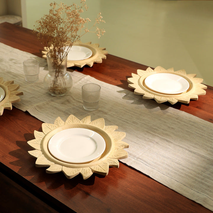 Handcrafted 13" Wood Charger Plate| Wooden Dinning Placemat|Artisan Wood Tableware