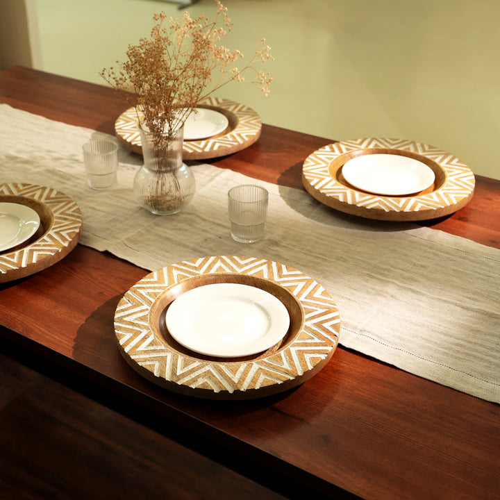 Handcrafted 13" Wood Charger Plate| Wooden Dinning Placemat|Artisan Wooden Tableware