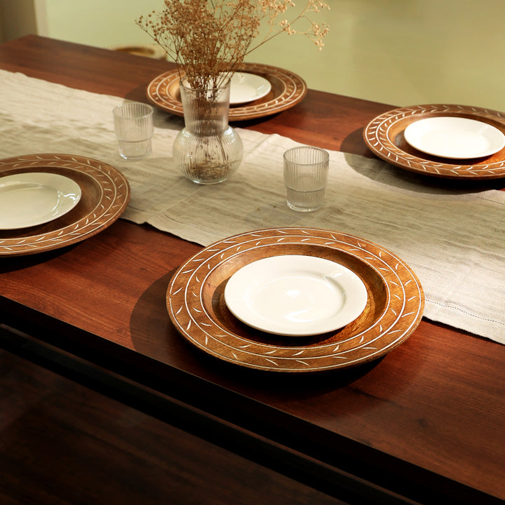 Handcrafted 13" Wooden Charger Plate| Wooden Dinning Placemat|Artisan Wood Tableware