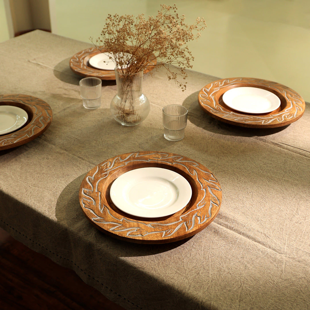 Handmade 13" Wood Charger Plate| Wooden Dinning Placemat|Artisan Wood Tableware